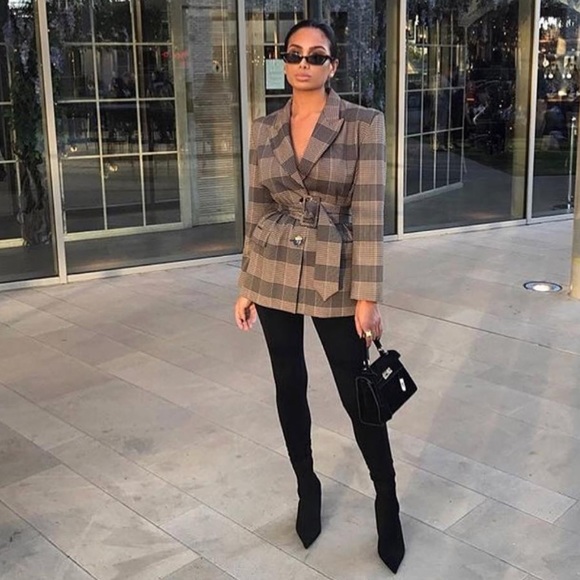 Zara Checkered Plaid PANTS ONLY Sz S Blogger Favorite NWT - Picture 7 of 7